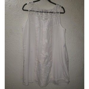 Knox Rose Sz XXL 2X Women's White Boho Prairie Dress Midi Lace Lined Sundress